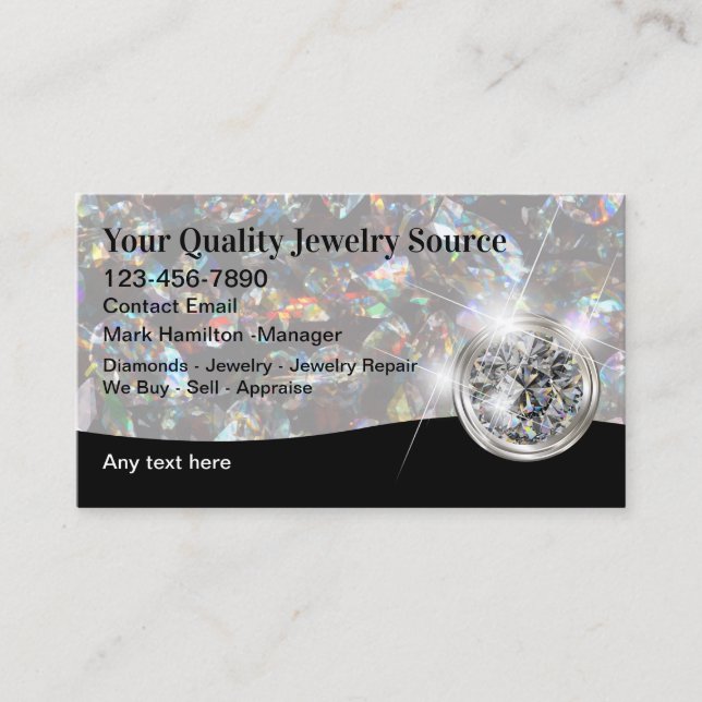 Classy Glossy Luxury Jewelry Store Business Cards (Front)
