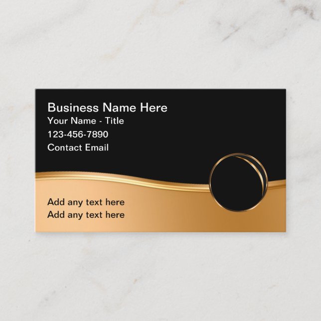Classy Glossy Modern Business Gold Tone  Business Card (Front)