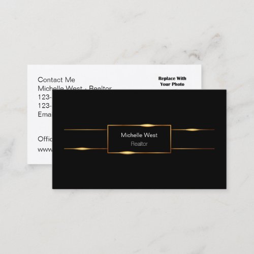 Classy Glossy Realtor Portrait Business Cards