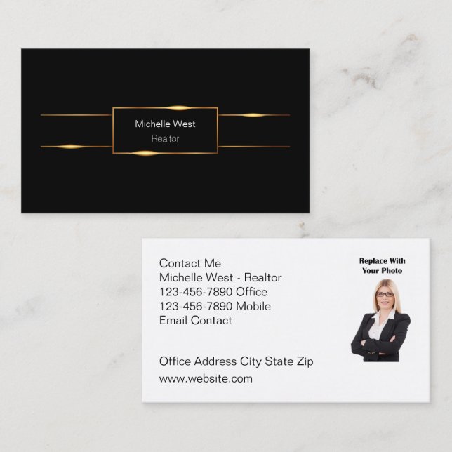 Classy Glossy Realtor Portrait Business Cards (Front/Back)