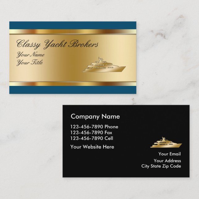 Classy Glossy Yacht Broker Business Cards (Front/Back)