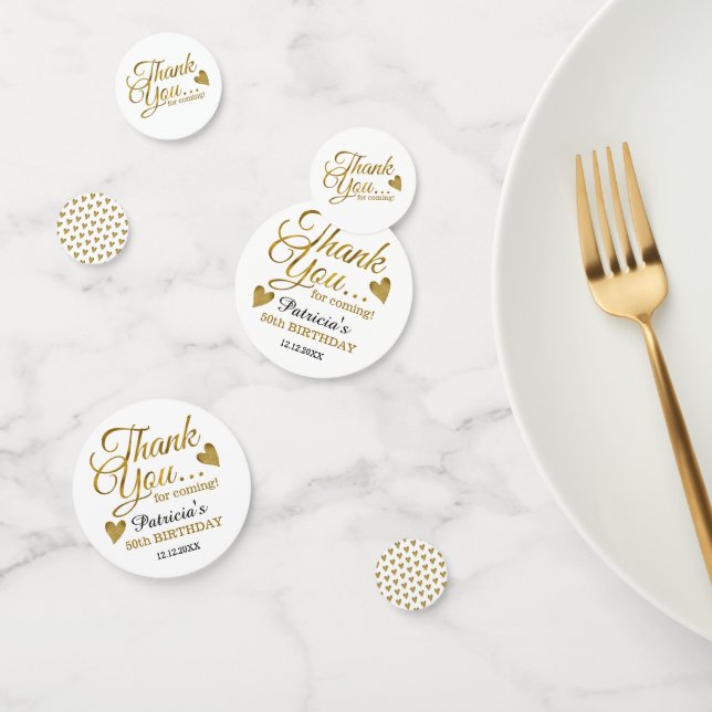 Classy Gold 50th Birthday Thank You Confetti (Group)