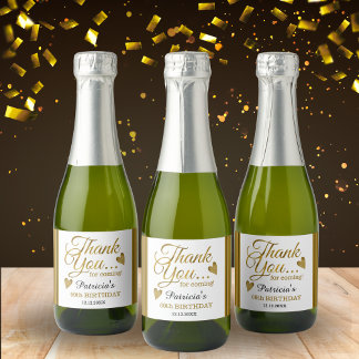 Classy Gold 60th Birthday Thank You Classic Round Sparkling Wine Label