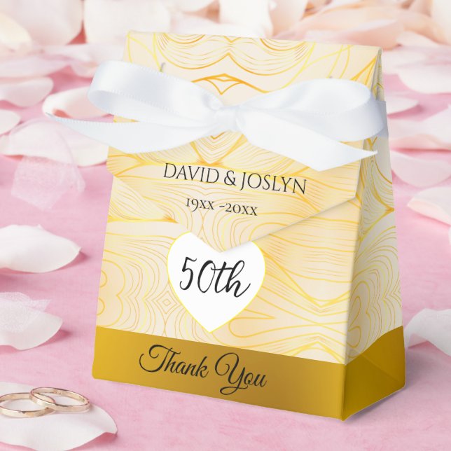 Classy Gold Abstract 50th Wedding Anniversary Cute Favor Boxes (Wedding)