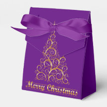 Classy Gold Abstract Christmas Tree Favor Box