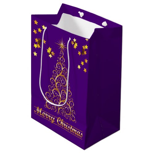 Classy Gold Abstract Christmas Tree Gift Bag