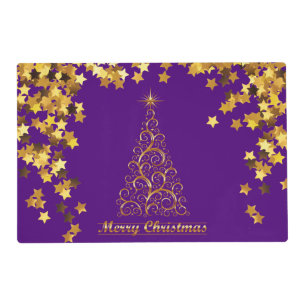 Classy Gold Abstract Christmas Tree Placemat