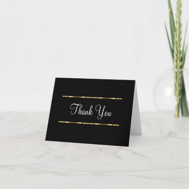 Classy Gold And Black Business Thank You Card (Front)