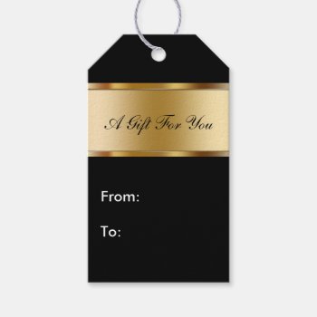 Classy Gold And Black Gift Tags by idesigncafe at Zazzle