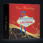 Classy Gold and Black Las Vegas Wedding Binder<br><div class="desc">This Las Vegas wedding album has a pretty gold, black, and red design with an optional design element of the famous welcome sign. Add a custom touch with your personalized wedding date. This bold design binder makes a perfect photo album: insert the type of photo pages you prefer or make...</div>