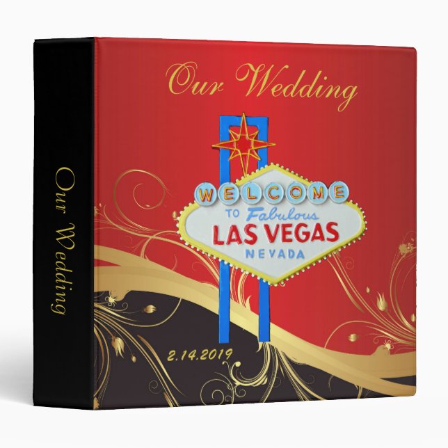 Classy Gold and Black Las Vegas Wedding Binder (Front/Spine)