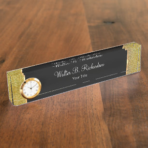 Classy Gold And Glitter Executive Office Desk Name Plate