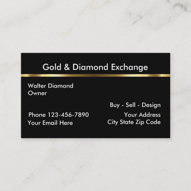 Classy Gold And Jewelry Business Business Card (Front)