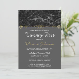 Classy Gold and Marble Birthday Invitation