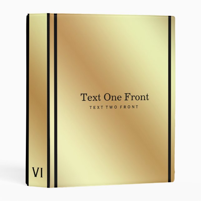 Classy Gold Background Black Stripe Mini Binder (Front/Spine)