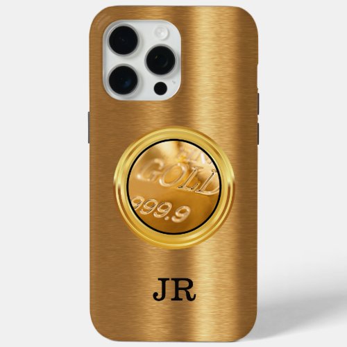 Classy Gold Bar Theme Monogram  iPhone 15 Pro Max Case