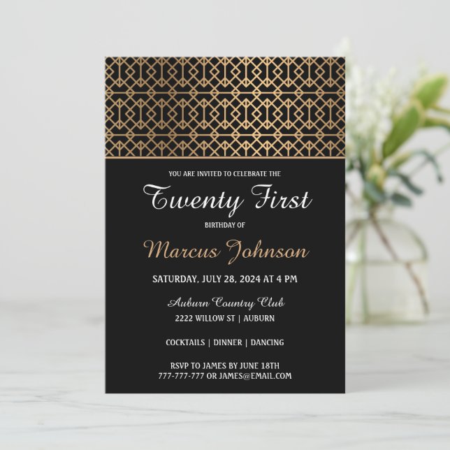 Classy Gold Birthday Invitation (Standing Front)