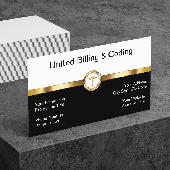Classy Gold Black And White Medical Billing Coding Business Card (Creator Uploaded)