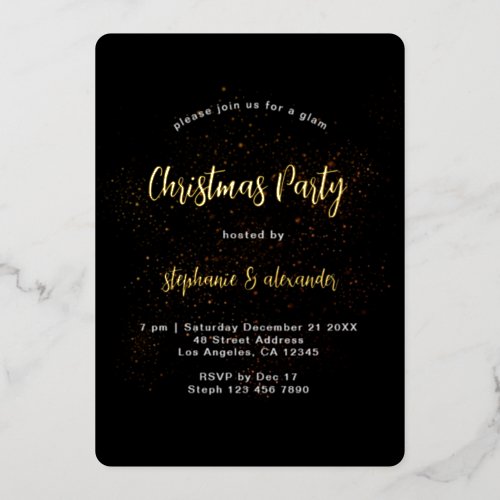 Classy Gold Black Christmas Party Luxury Foil Invitation