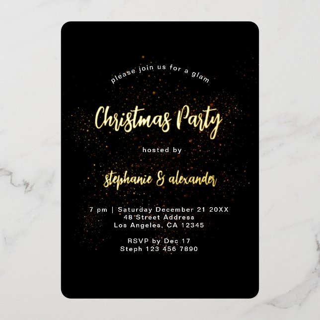 Classy Gold Black Christmas Party Luxury Foil Invitation (Front)