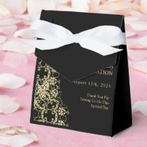 Classy Gold & Black Damask 40th Birthday Favor Boxes