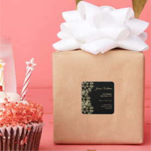 Classy Gold & Black Damask 40th Birthday Square Sticker
