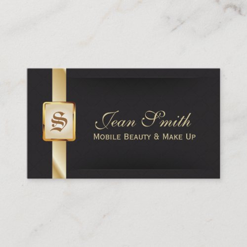 Classy Gold &amp; Black Mobile Beauty Business Card