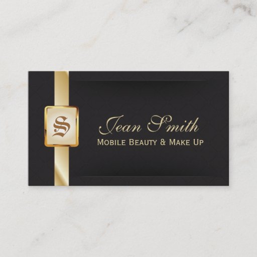 Customizable Classy Gold &amp; Black Mobile Beauty Business Card