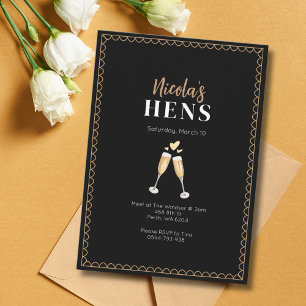 Classy Gold Champagne Hens Party Invitation