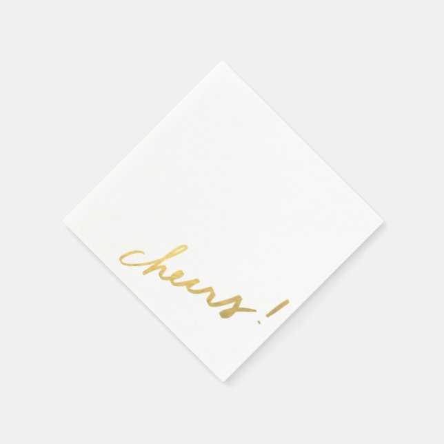 Classy Gold Cheers Paper Napkins (Corner)