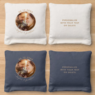 Classy Gold Chic Modern Wedding Personalized Photo Cornhole Bags