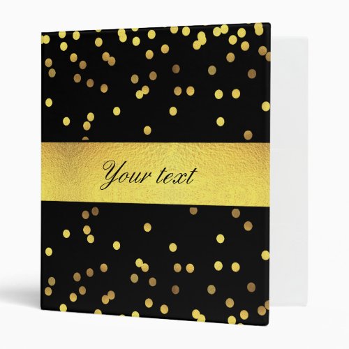 Classy Gold Confetti Black 3 Ring Binder