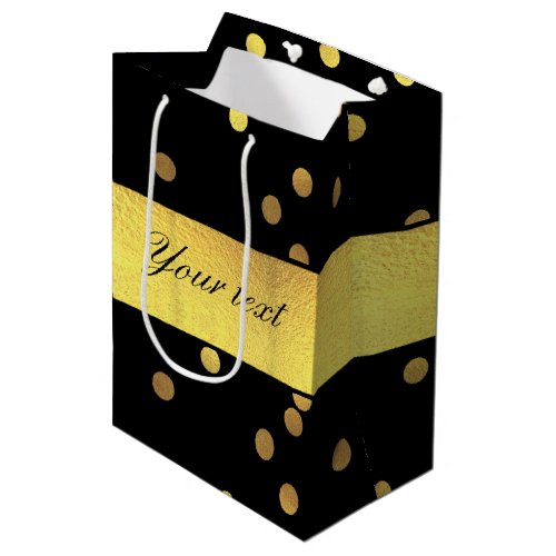 Classy Gold Confetti Black Medium Gift Bag