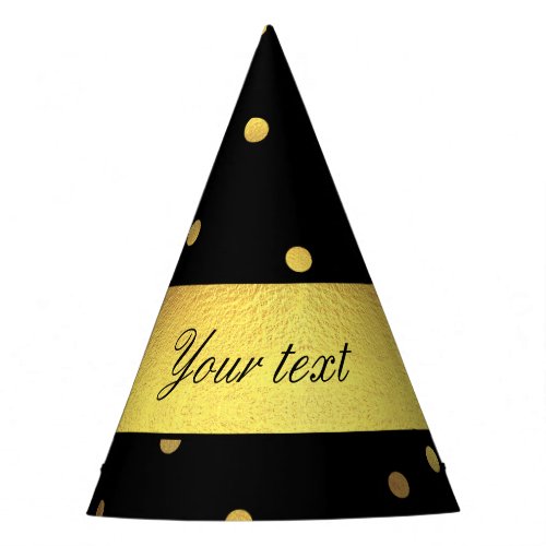 Classy Gold Confetti Black Party Hat