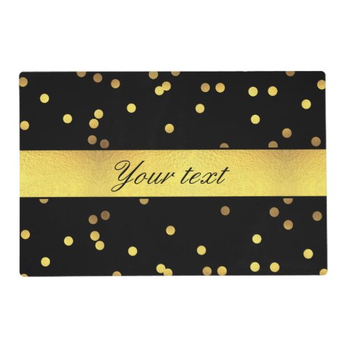 Classy Gold Confetti Black Placemat