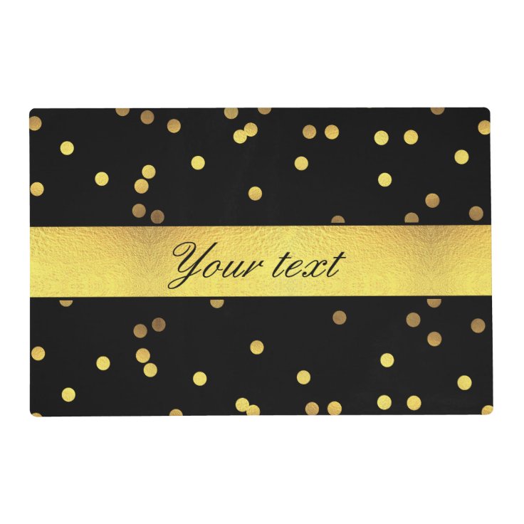 Classy Gold Confetti Black Placemat Zazzle