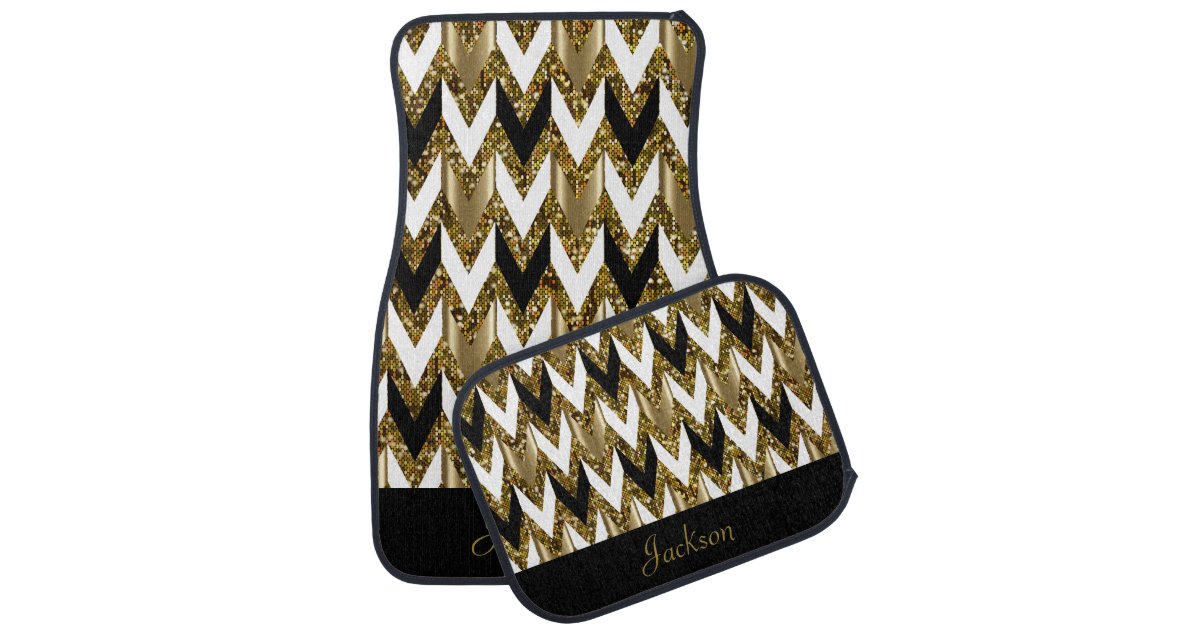 Classy Gold Confetti Glitter Arrow Pattern Car Floor Mat Zazzle Com