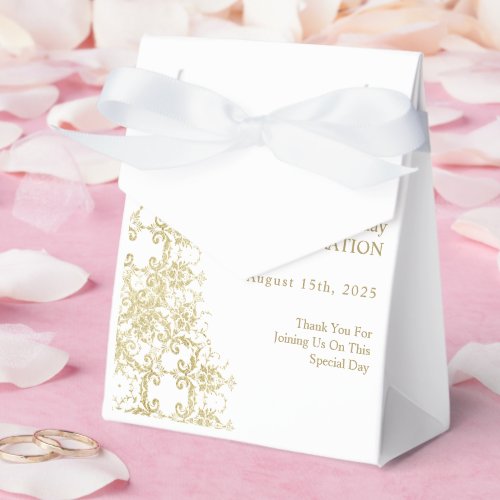Classy Gold Damask 40th Birthday Favor Boxes