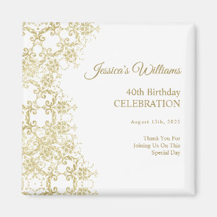 Classy Gold Damask 40th Birthday Magnet