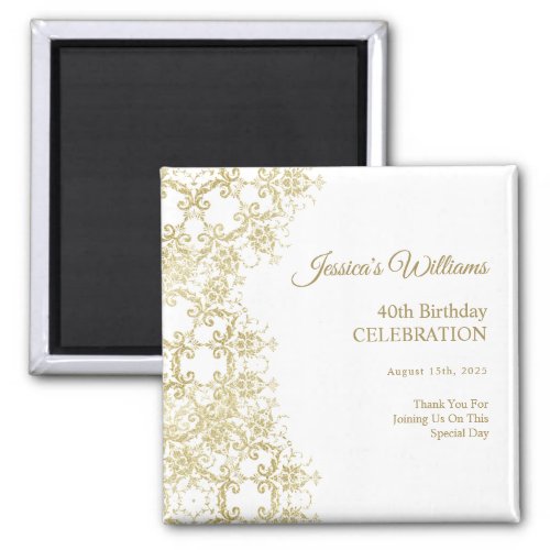 Classy Gold Damask 40th Birthday Magnet