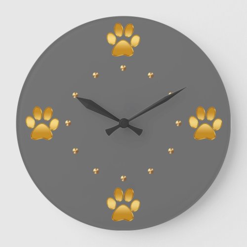 Classy Gold Dog Paws Design Wall Decor Large Clock