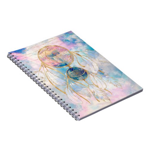 Classy Gold dreamcatcher Rainbow Clouds Sky design Notebook