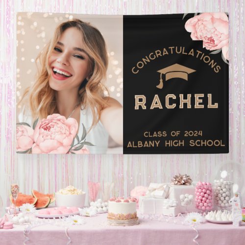 Classy Gold Floral Graduate Graduation Party Banner