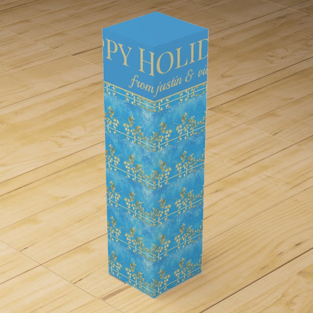 Classy Gold Floral Pattern Wine Box (Front)