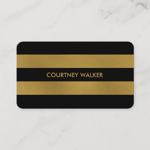 Classy gold foil and black stripe business cards