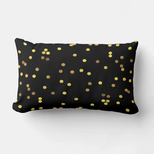 Classy Gold Foil Confetti Black Lumbar Pillow Zazzle
