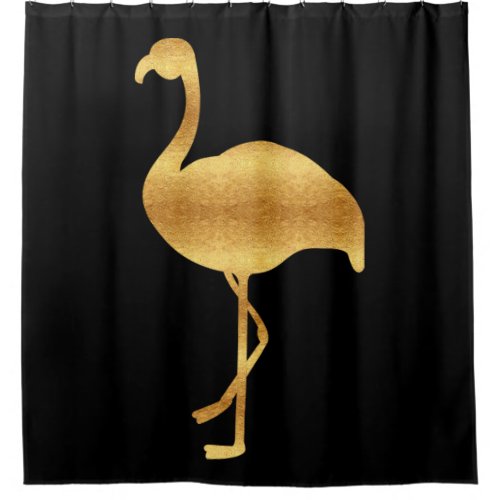 Classy Gold Foil Flamingo Shower Curtain
