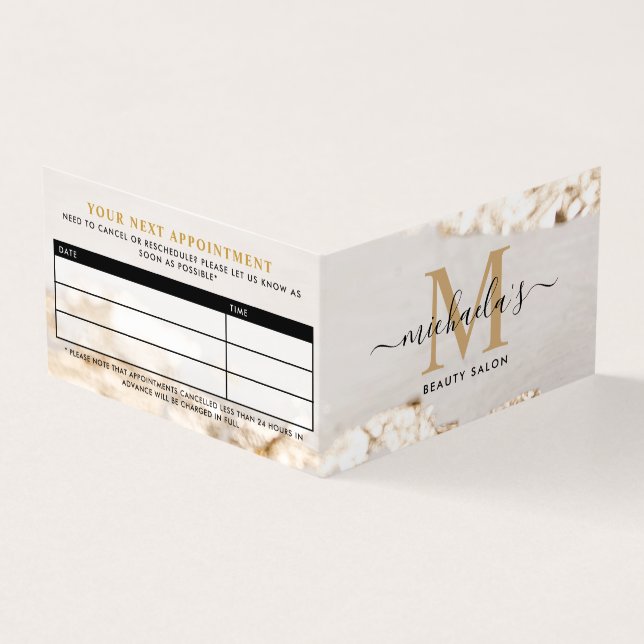 Classy Gold Foil Monogram Appointment/Loyalty Business Card (Outside)