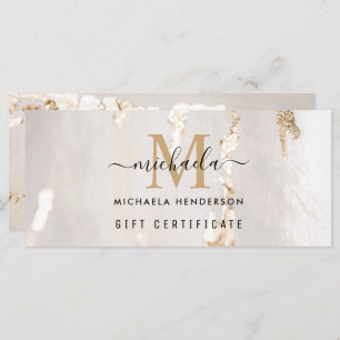 Classy Gold Foil Monogram Gift Voucher
