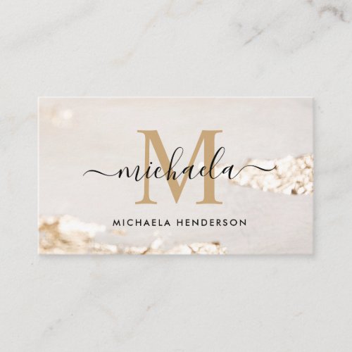 Classy Gold Foil Monogram Initial & Name Business Card